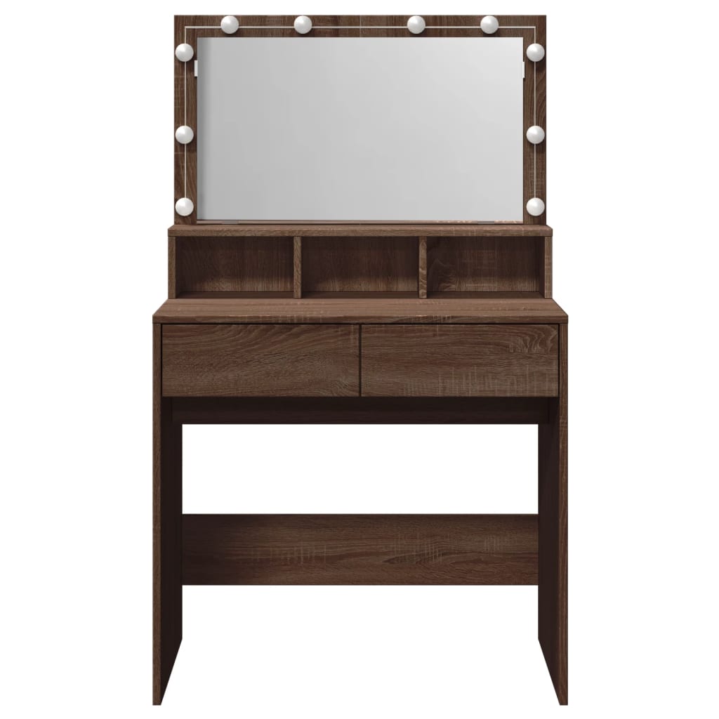 Sminkebord Brun Eik LED 80x41x134,5 cm