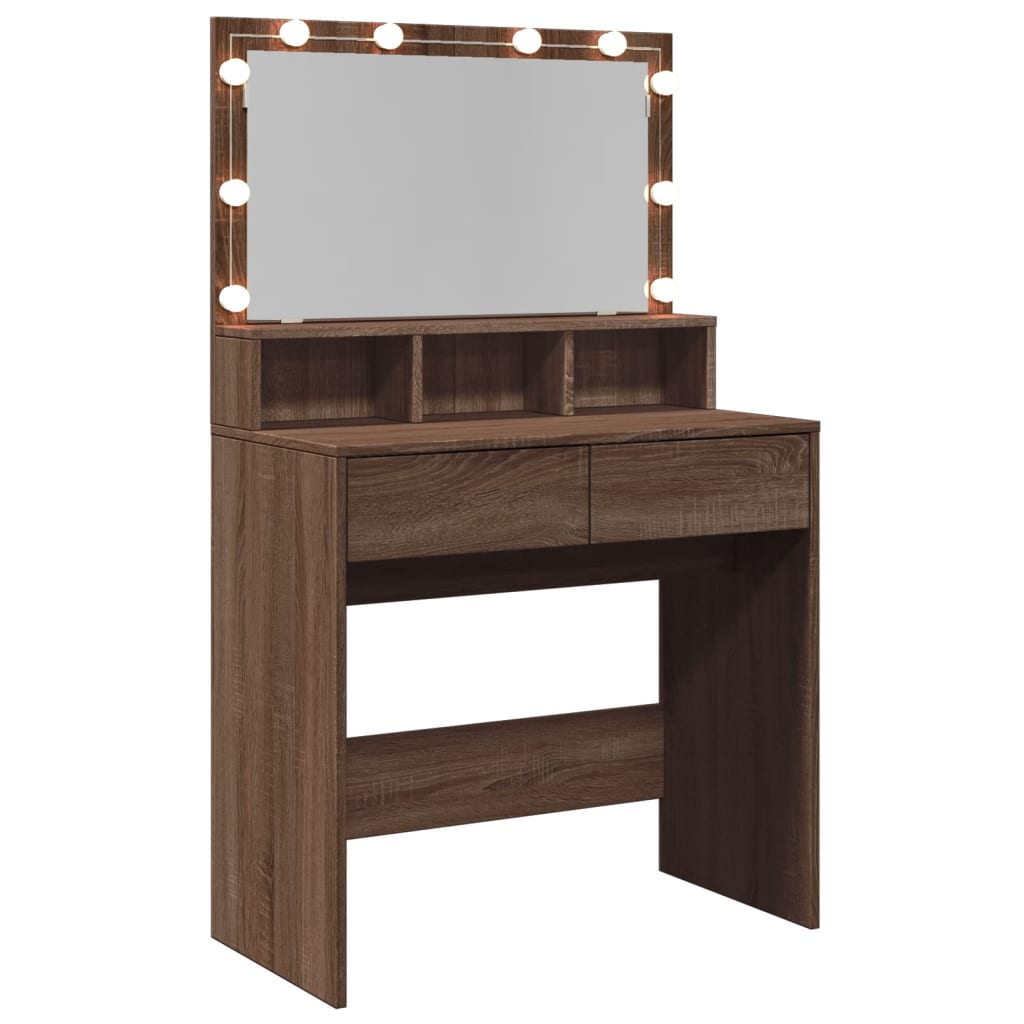 Sminkebord Brun Eik LED 80x41x134,5 cm