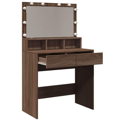 Sminkebord Brun Eik LED 80x41x134,5 cm