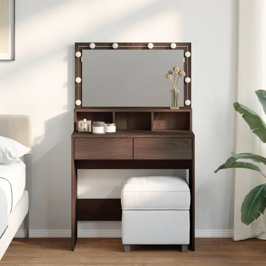 Sminkebord Brun Eik LED 80x41x134,5 cm