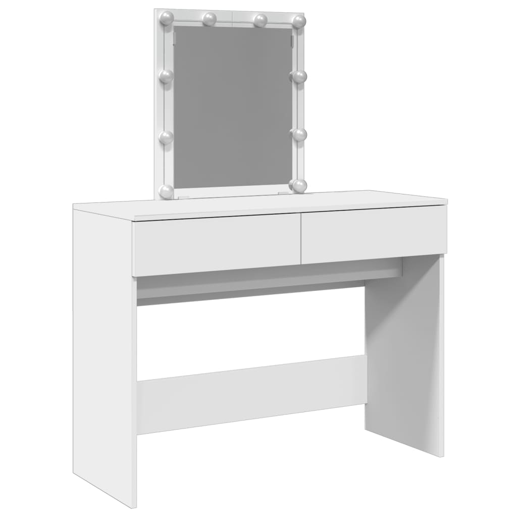 Sminkebord Hvit LED 100x40x130 cm