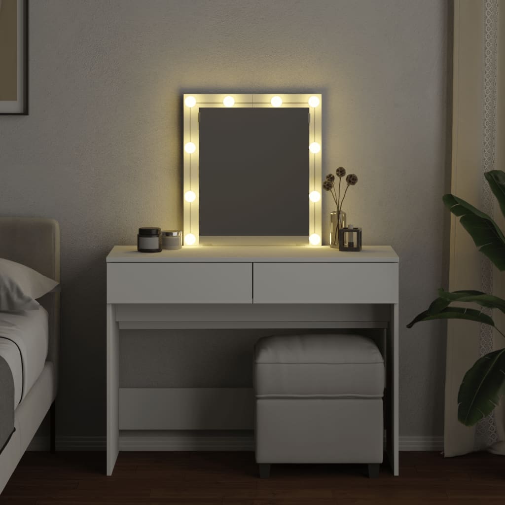 Sminkebord Hvit LED 100x40x130 cm