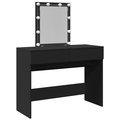 Sminkebord Svart LED 100x40x130 cm