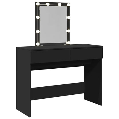 Sminkebord Svart LED 100x40x130 cm