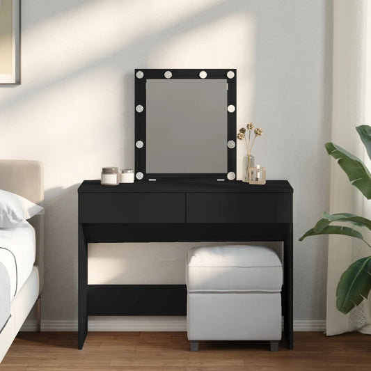 Sminkebord Svart LED 100x40x130 cm