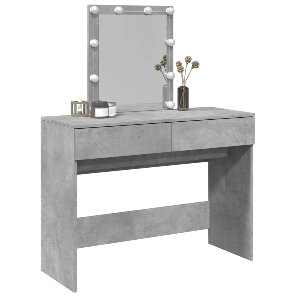 Sminkebord Betonggrå LED 100x40x130 cm