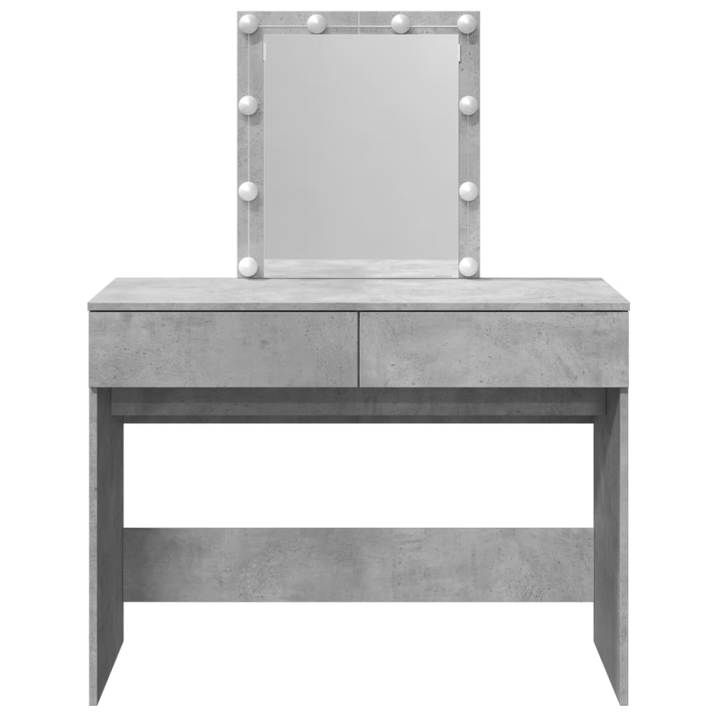 Sminkebord Betonggrå LED 100x40x130 cm