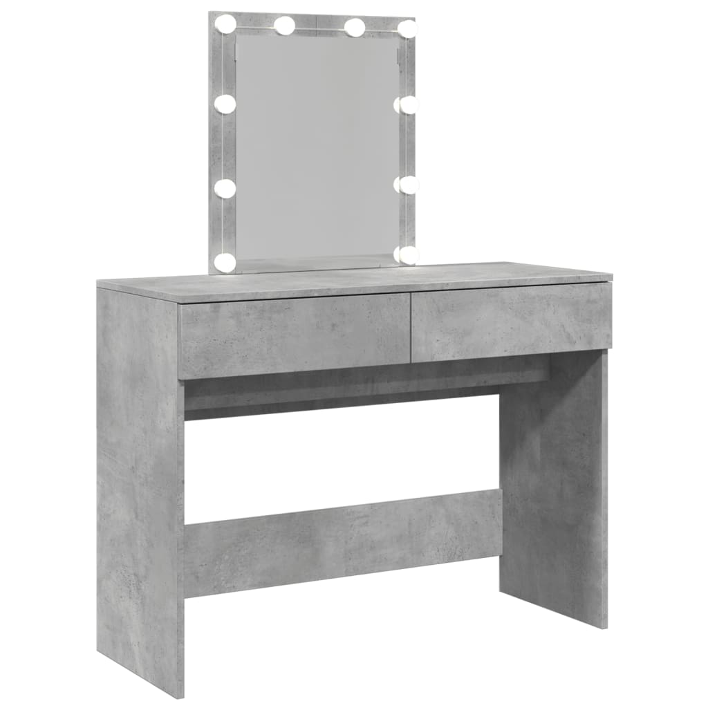 Sminkebord Betonggrå LED 100x40x130 cm