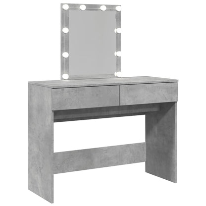 Sminkebord Betonggrå LED 100x40x130 cm