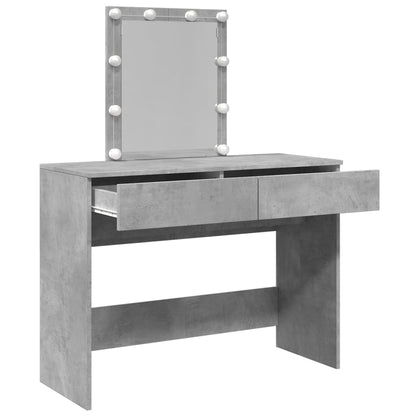 Sminkebord Betonggrå LED 100x40x130 cm