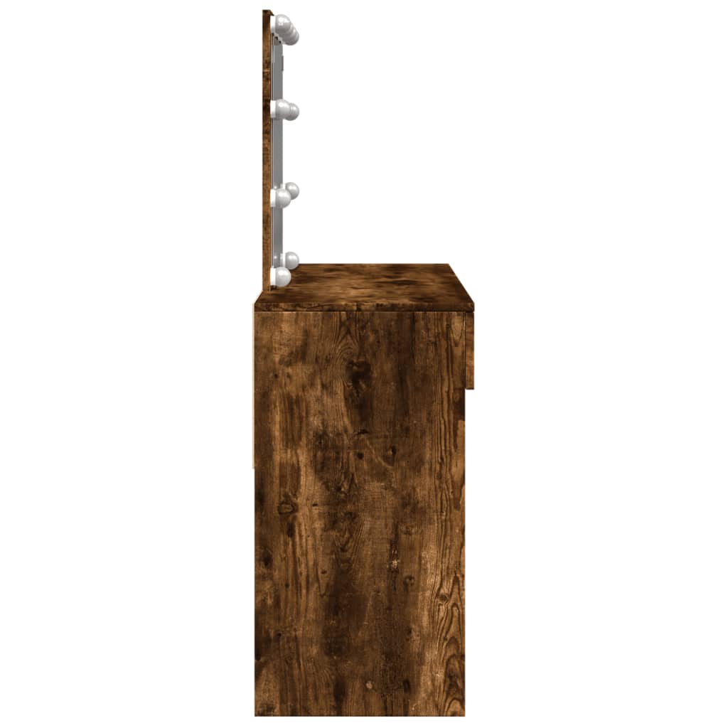 Sminkebord Røkt Eik LED 100x40x130 cm