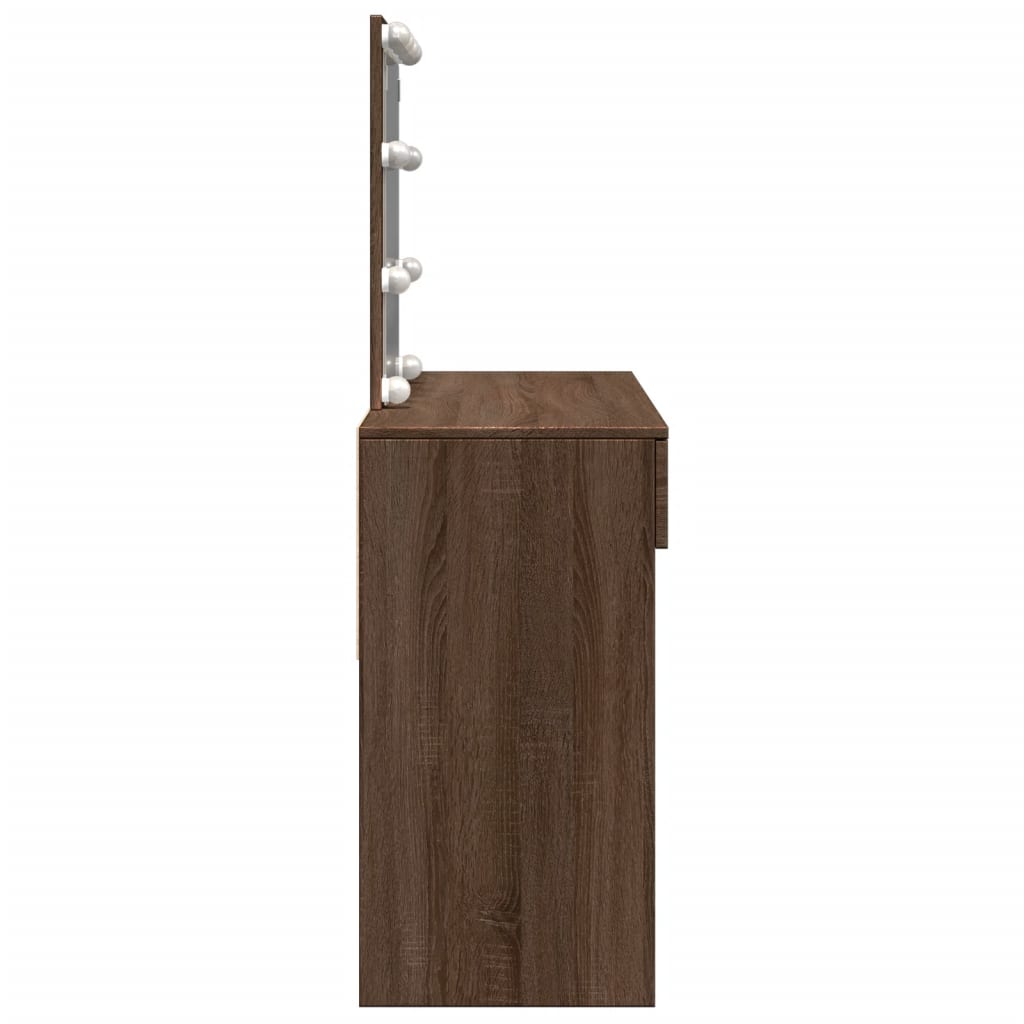 Sminkebord Brun Eik LED 100x40x130 cm
