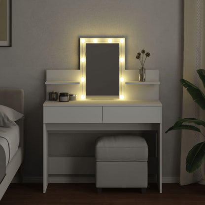 Sminkebord Hvit LED 100x40x130 cm