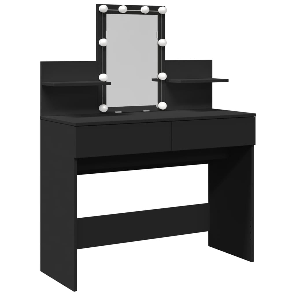 Sminkebord Svart LED 100x40x130 cm