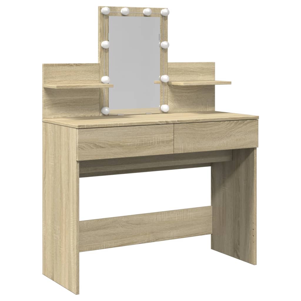Sminkebord Sonoma Eik LED 100x40x130 cm