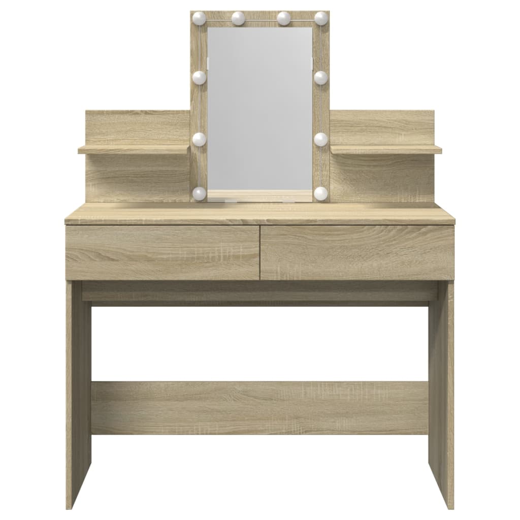 Sminkebord Sonoma Eik LED 100x40x130 cm