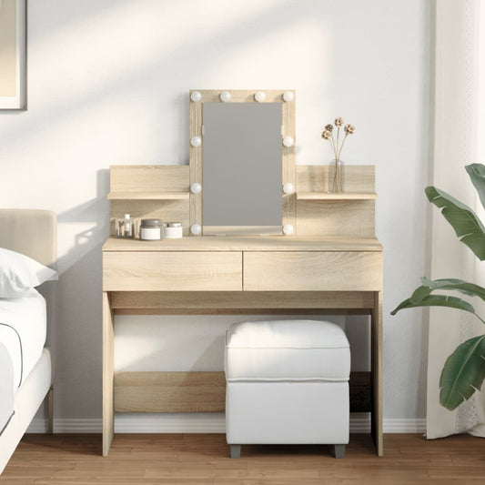 Sminkebord Sonoma Eik LED 100x40x130 cm