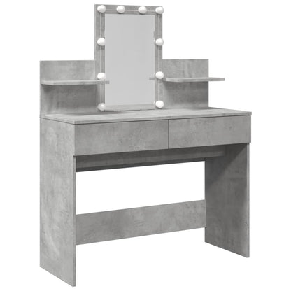 Sminkebord Betonggrå LED 100x40x130 cm