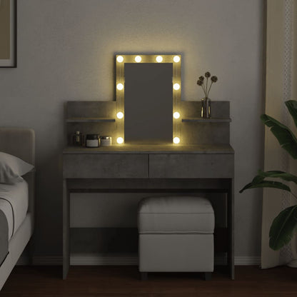 Sminkebord Betonggrå LED 100x40x130 cm