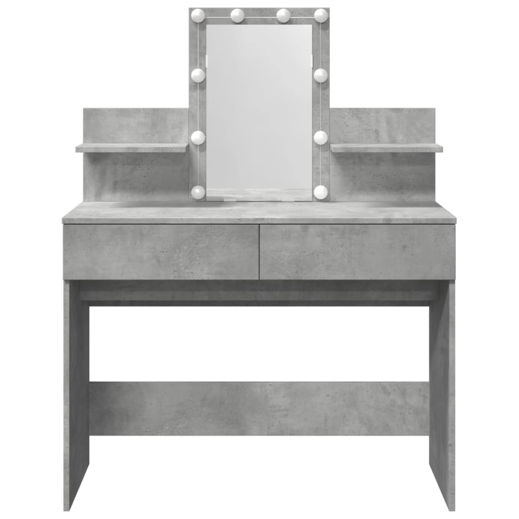 Sminkebord Betonggrå LED 100x40x130 cm
