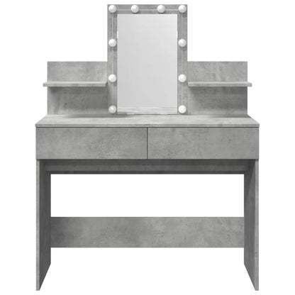 Sminkebord Betonggrå LED 100x40x130 cm