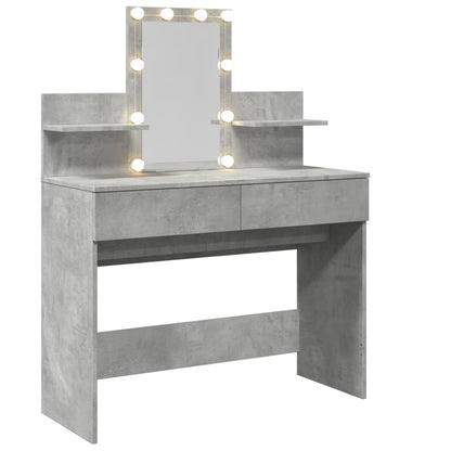 Sminkebord Betonggrå LED 100x40x130 cm
