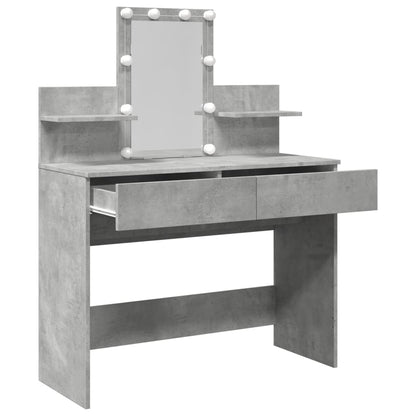 Sminkebord Betonggrå LED 100x40x130 cm