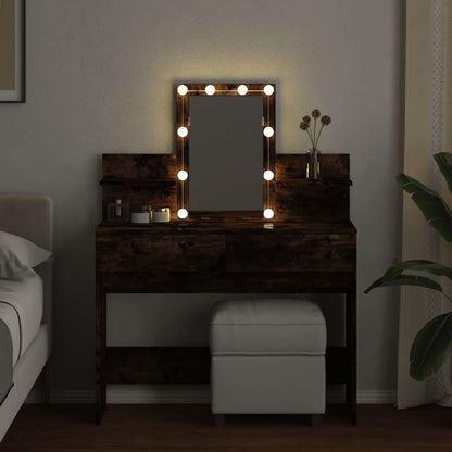 Sminkebord Røkt Eik LED 100x40x130 cm