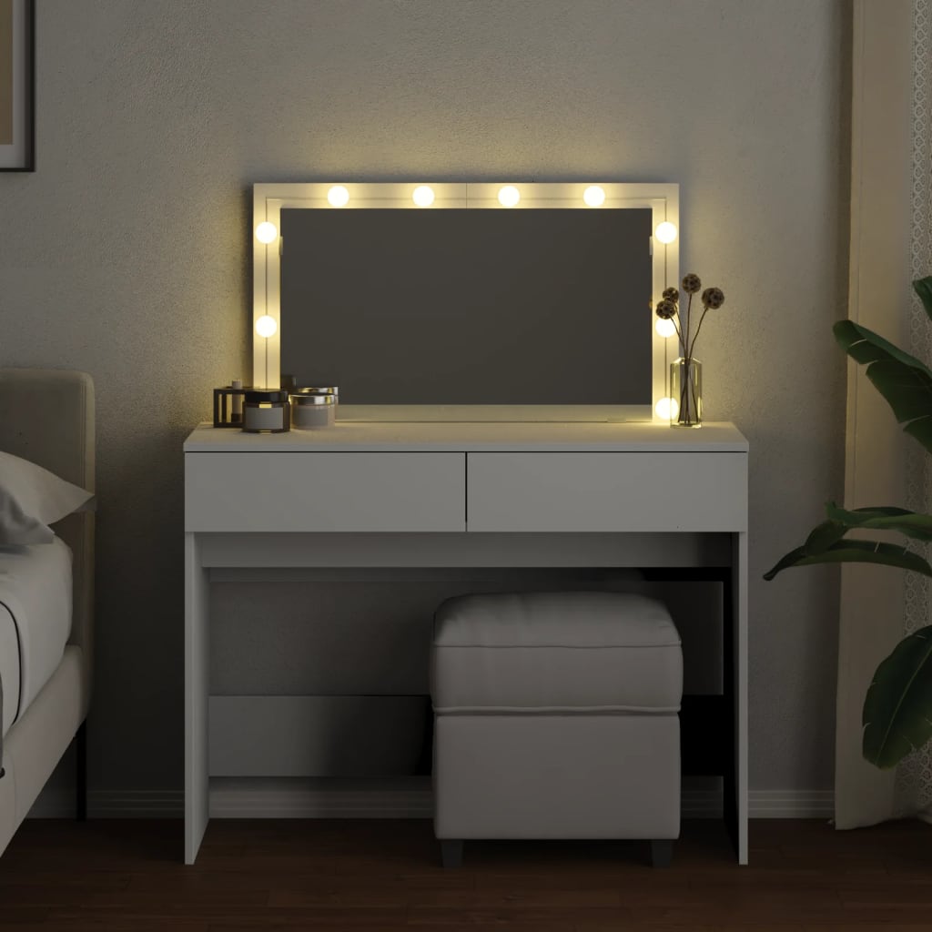 Sminkebord Hvit LED 100x40x120 cm