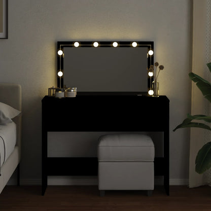 Sminkebord Svart LED 100x40x120 cm