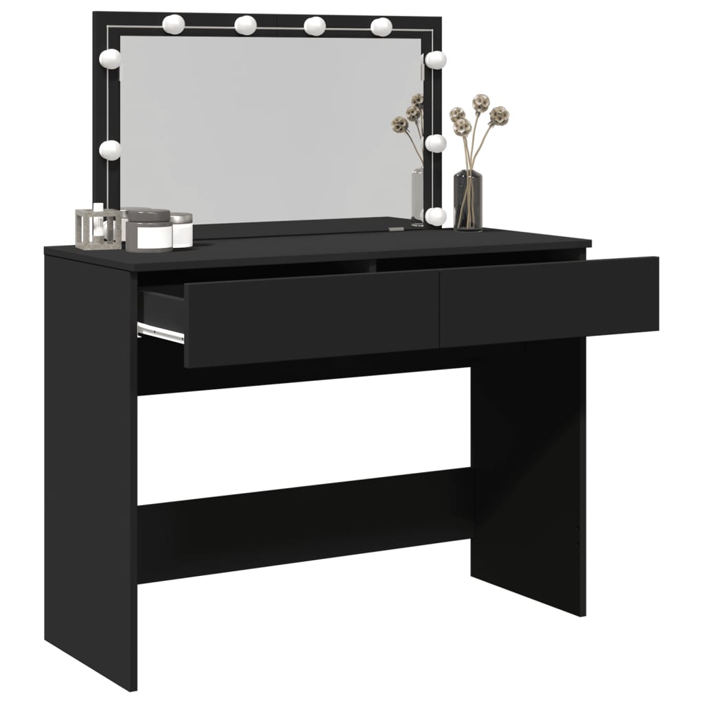 Sminkebord Svart LED 100x40x120 cm