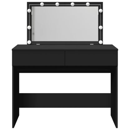 Sminkebord Svart LED 100x40x120 cm