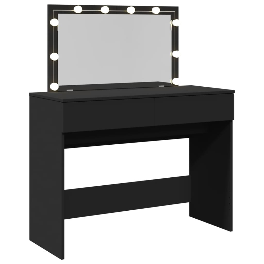 Sminkebord Svart LED 100x40x120 cm