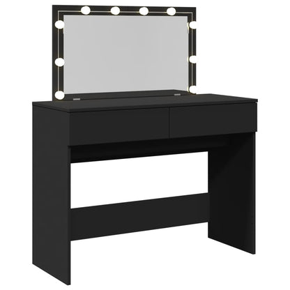Sminkebord Svart LED 100x40x120 cm