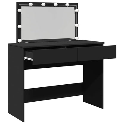 Sminkebord Svart LED 100x40x120 cm