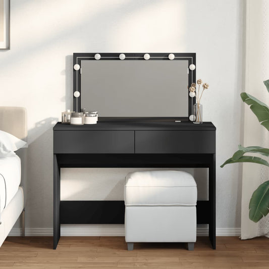 Sminkebord Svart LED 100x40x120 cm