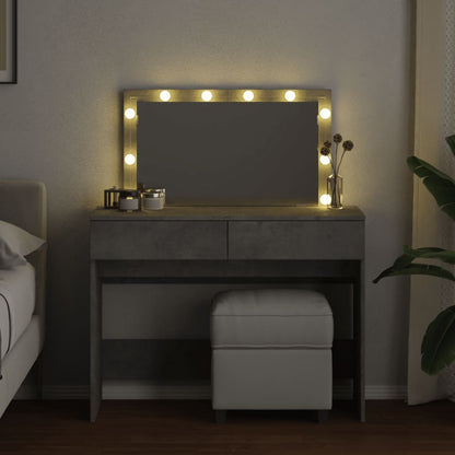 Sminkebord Betonggrå LED 100x40x120 cm