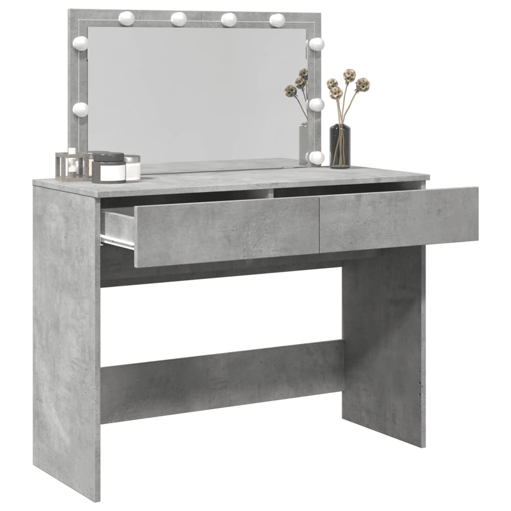 Sminkebord Betonggrå LED 100x40x120 cm