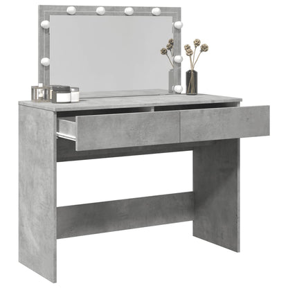 Sminkebord Betonggrå LED 100x40x120 cm