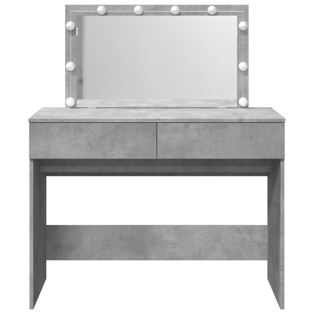 Sminkebord Betonggrå LED 100x40x120 cm