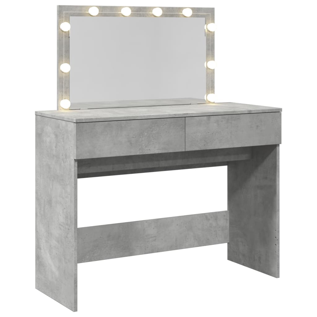 Sminkebord Betonggrå LED 100x40x120 cm