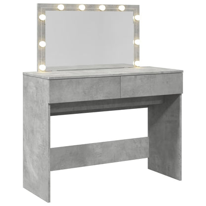 Sminkebord Betonggrå LED 100x40x120 cm