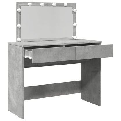 Sminkebord Betonggrå LED 100x40x120 cm