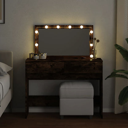 Sminkebord Røkt Eik LED 100x40x120 cm
