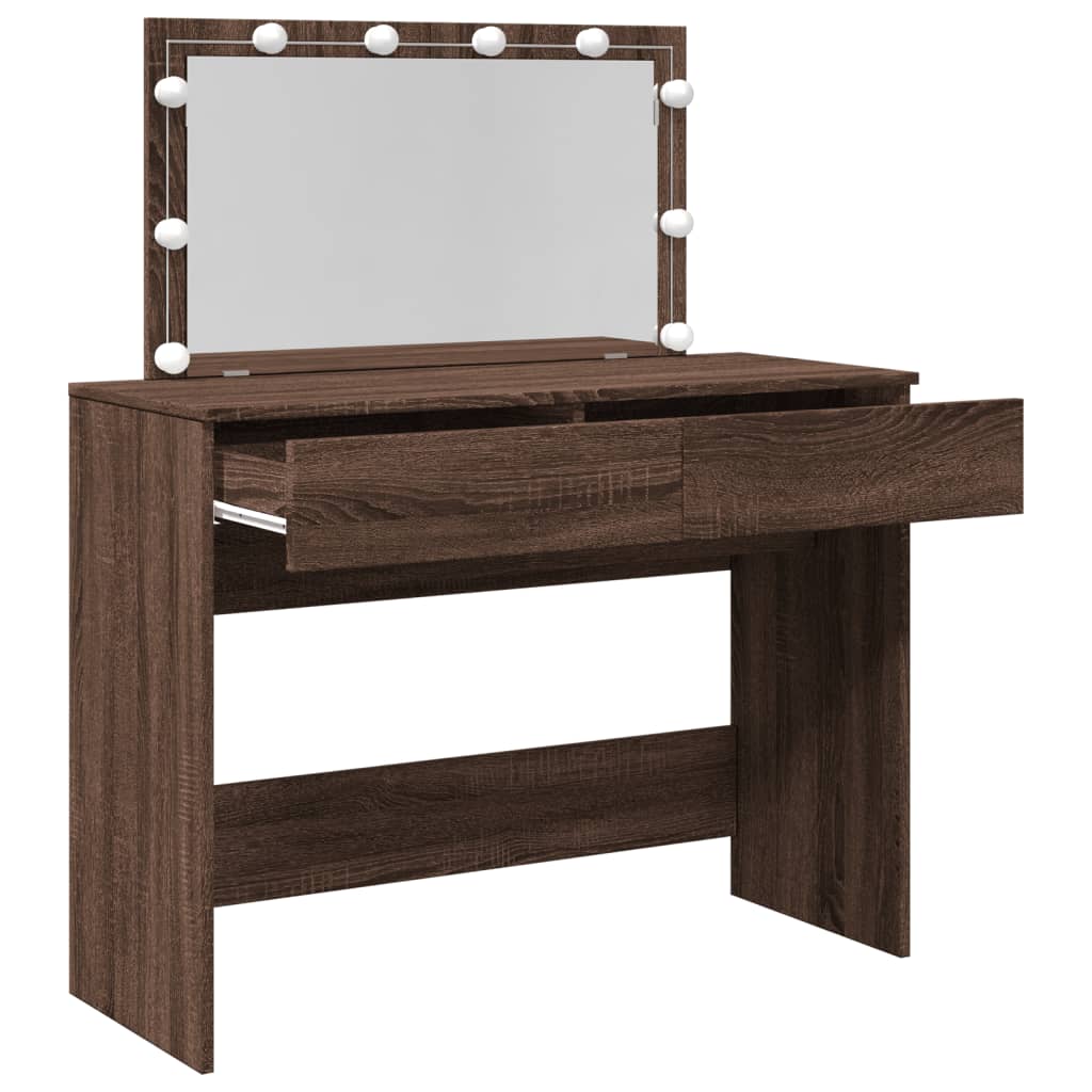 Sminkebord Brun Eik LED 100x40x120 cm