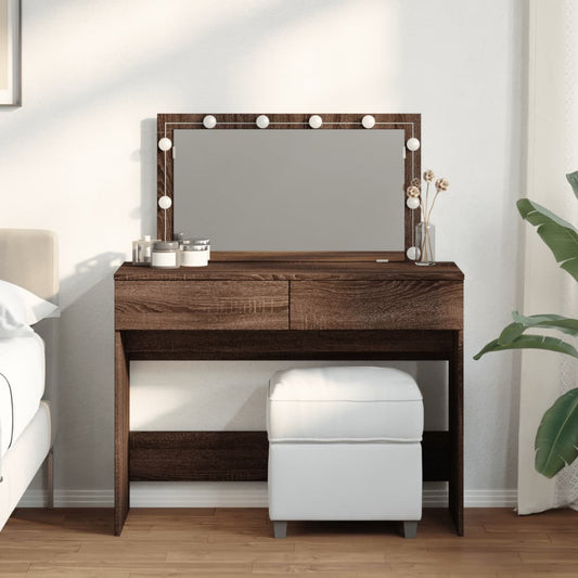 Sminkebord Brun Eik LED 100x40x120 cm