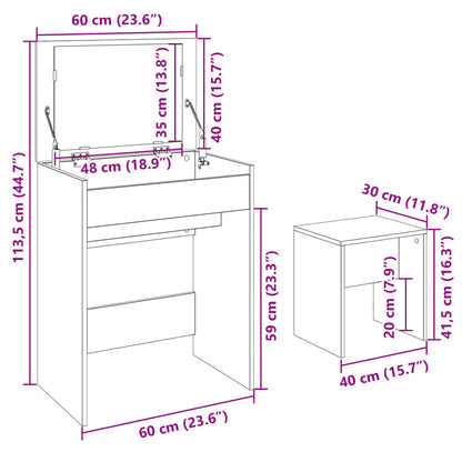 Sminkebord Sonoma Eik krakk 60x40x113,5 cm