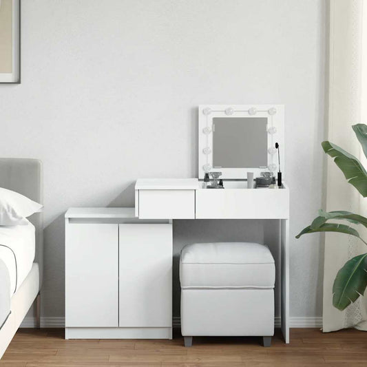 Sminkebord med LED Hvit 115x37x110,5 cm