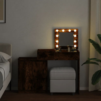 Sminkebord Røkt Eik LED 115x37x110,5 cm