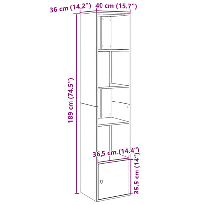 Bokhylle svart 40x36x189 cm konstruert tre